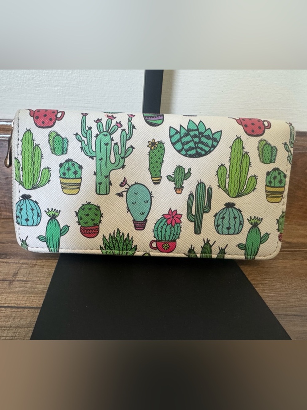 Badiya Cactus & Succulent Plant Lady Wallet Phone Clutch Vegan Leather